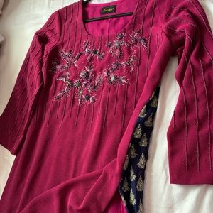 Nwot Beaded/Embroidered Kurti Tunic W/ Pants And … - image 1